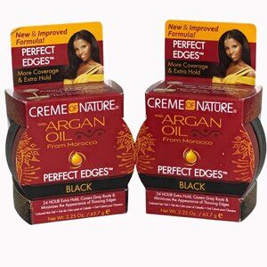 2PK- Creme Of Nature Argan Oil Perfect Edges Black 2.25 Oz Hair Gel